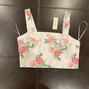 Francesca’s Angelica Floral Square Neck Woven Crop Top Tank Size Medium NWT